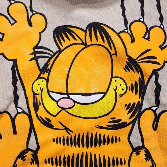 Garfield Nickelodeon Scratching Claws Hanging Hoodie Sweatshirt Beige Size 2XL - Picture 10 of 10
